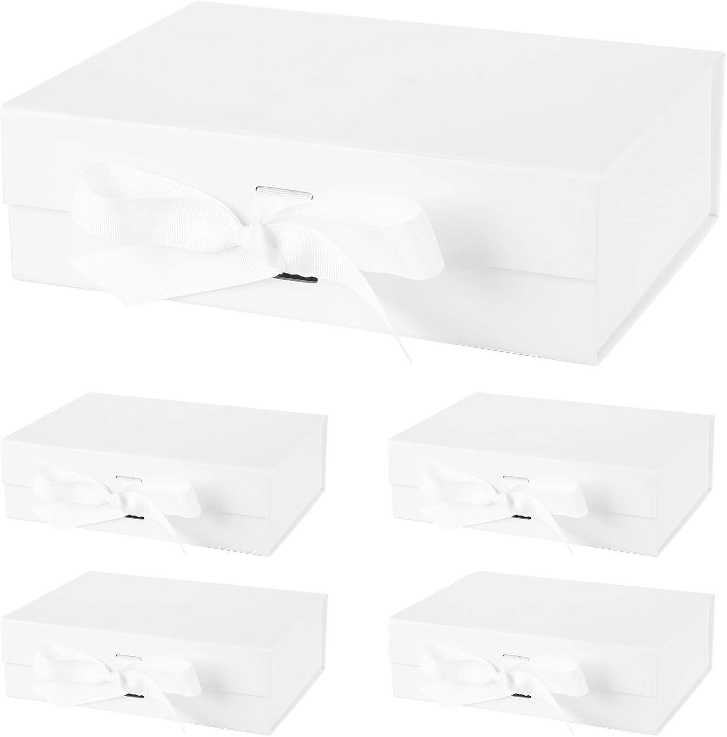 5 Pack Large Gift Boxes with Lids 13x9x4 Inches Magnetic Gift Boxes with Lid and Ribbon for Presents,for Christms,Mother's Day, Birthdays, Bridal Gifts,Weddings wraps gifts(Pink)