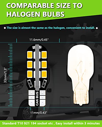 Unxmrff - 921 922 912 Rv Interior Led Light Bulbs Super Bright 24-Smd Warm White, T10 194 Led Bulb Replacement 12V Car Dome Map Lights, Rv Light, Trailer Boat Motorhome Camper Light Bulbs, Pack Of 20 #TOP2