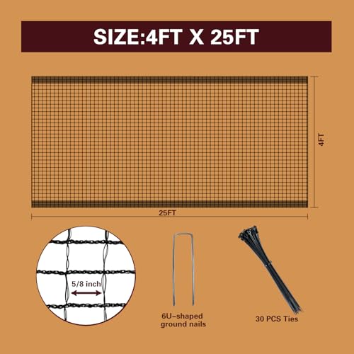 Image of Plastic Mesh Fence Deer Fencing 4x25ft,Reinforced Edges,55gsm Heavy Duty Temporary Fence,Ideal for Garden Netting,Animal Barrier,Safety Netting, Fruit Plant Protection, Black