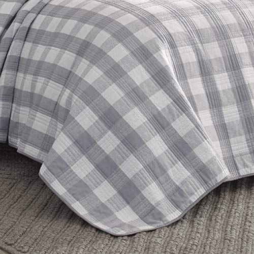 Eddie Bauer- Twin Quilt Set, Cotton Reversible Bedding With Matching Sham, Home Decor For All Seasons (Lakehouse Plaid Light Grey, Twin) #TOP2