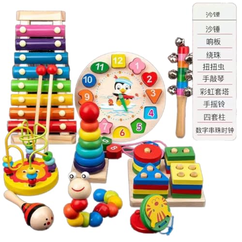 6PCS/9PCS知育玩具 モンテッソーリ木のおもちゃ モンテッソーリ 音楽鉄琴 木製 知育玩具 おもちゃビーズセット 手と目の協調性と繊細な動きを向上させる オルフビーズセット 知能開発玩具セット 子供たちの色の知覚と音楽の啓発を養う 耐玩 教育 知育玩