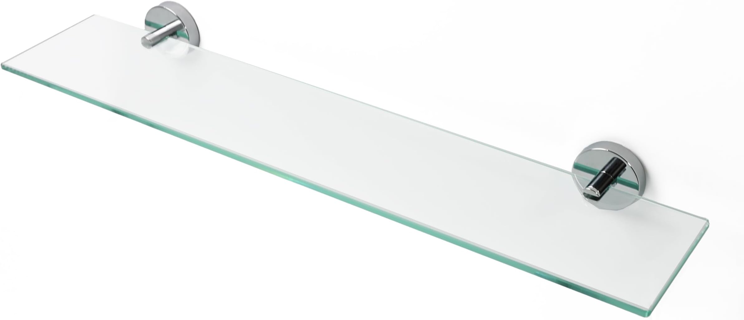 DIVCHI Bathroom Glass Shelf Wall Mounted 5mm Tempered Transparent Chrome Plated Glass Shelf with Brackets 59 Cm Length