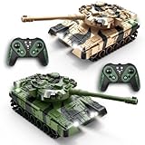 Yamaester RC Tank 2 Pack Remote Control Battle Tank Set 1/32 Toys Military Army Toy Shoots for Kids and Adults, 2.4G Vehicles for Boys Age 6+ Year Old with Sound Effects, Lights
