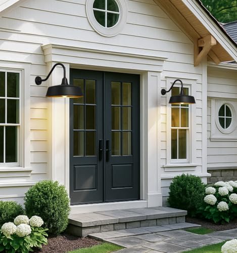 Image of JOESA 18 inch Large Outdoor Gooseneck Barn Lights, Dusk to Dawn, 2-Pack