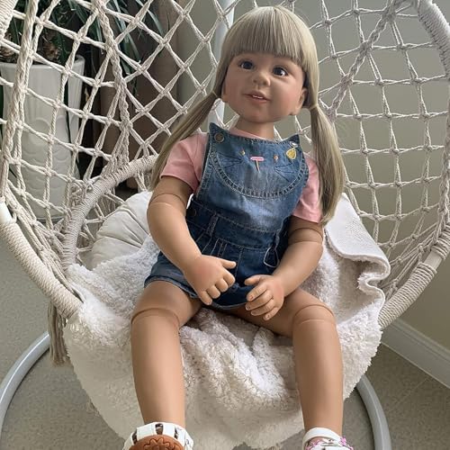 Generisch Reborn Puppe 87CM Riesige Reborn Baby Stehende Kleinkind Mädchen Lebensechte Babypuppen Kugelgelenk Puppe Prinzessin Kleid Langes Haar Kinder Modell Sammlergeschenk – Bild 5