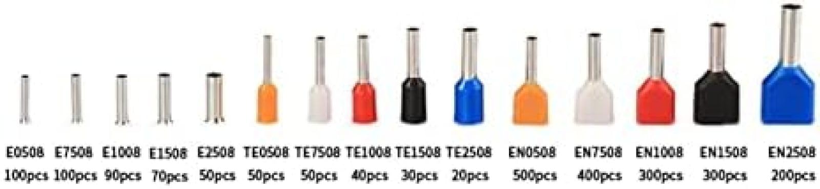2340 Uds. Kit de 15 Modelos de virola Doble, Conectores de prensado eléctrico, Juego de terminales de engarzado de Extremo de Cable Mixto