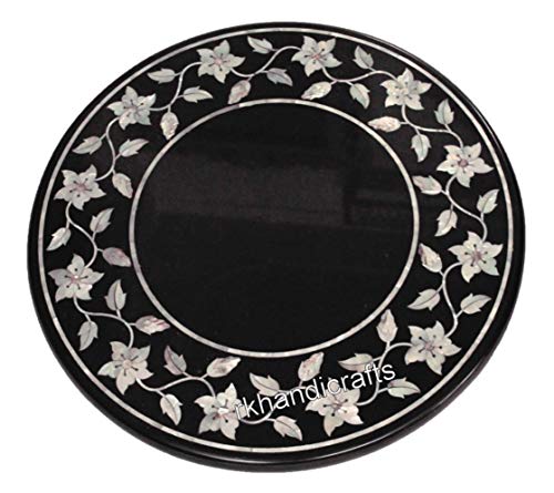 18 x 18 Inches Round Marble Coffee Table Top Inlay Side Table with Mot 18 x 18 Inches Round Marble Coffee Table Top Inlay Side Table with Mot