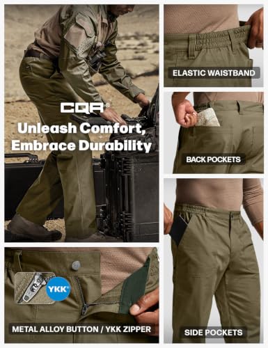 Image of CQR Men's Quick Dry Work Pants, Water Resistant Outdoor Tactical Pants, Lightweight Stretch Cargo Hiking Pants