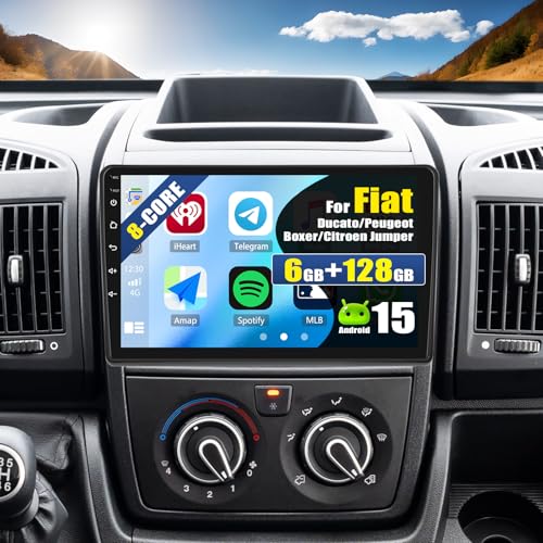 [6+128G 8-Core] CAMECHO Android 15 Autoradio pour Fiat Ducato/Peugeot Boxer/Citroen Jumper, DSP Carplay Wirelss, 9