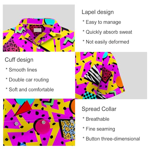 Mens Hawaiian Shirt and Shorts Set 2 Piece 80s 90s Outfit for Men Short Sleeve Button Down Suit with Bucket Hats3