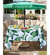 Eternal Beauty 60''X84” Rectangle Tablecloth Waterproof Outdoor Tablecloth with Umbrella Hole Zip...