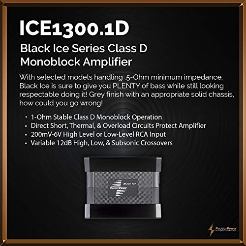 Precision Power Ice1300.1D Black Ice Series 1300W Class D Monoblock Amplifier #TOP3