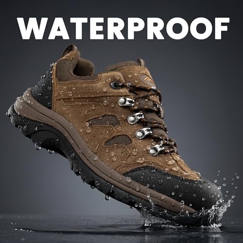 CC-Los Herren Wanderschuhe Wasserdicht | Leichte Trekking Outdoorschuhe Atmungsaktive Walkingschuhe | Braun Größe 44