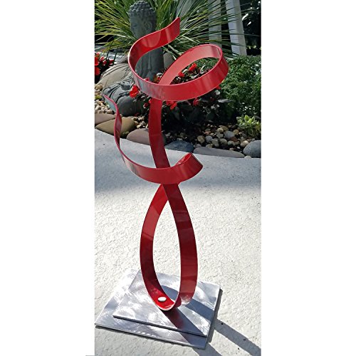 Statements2000 Abstract Desktop Sculpture, Modern Metal Art, Contemporary Centerpiece - Red Allure Accent By Jon Allen - 16.5" #TOP3