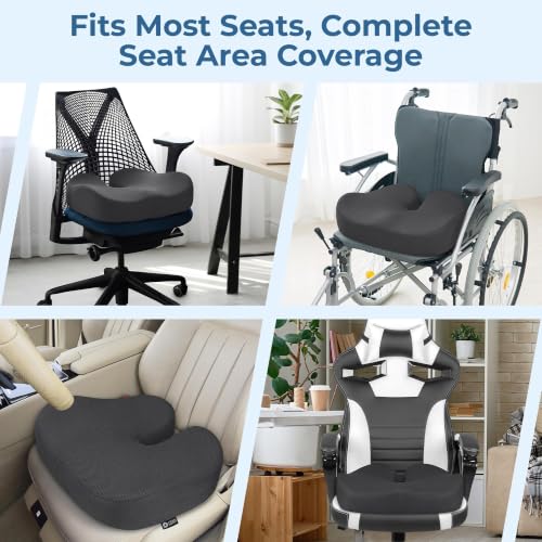 Image of 5 STARS UNITED Seat Cushion - Memory Foam Chair Cushion for Tailbone Pain Relief - Ergonomic Support for Coccyx, Sciatica & Butt - Office, Desk & Gaming Chair, Car Seat, Wheelchair, Dark Gray Mesh