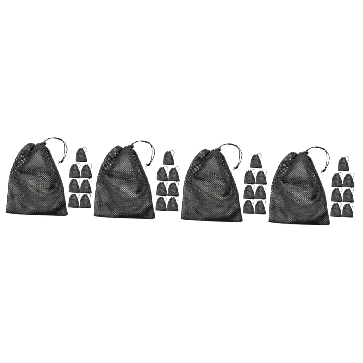 TOYANDONA 4 Set Borsa Di Stoccaggio Lavaggio Borsa Di Stoffa Con Coulisse Borse A Rete Di Grandi Dimensioni Sacco Per La Biancheria Drogheria Stringa Maglia Poliestere Nero 8 Pezzi*4