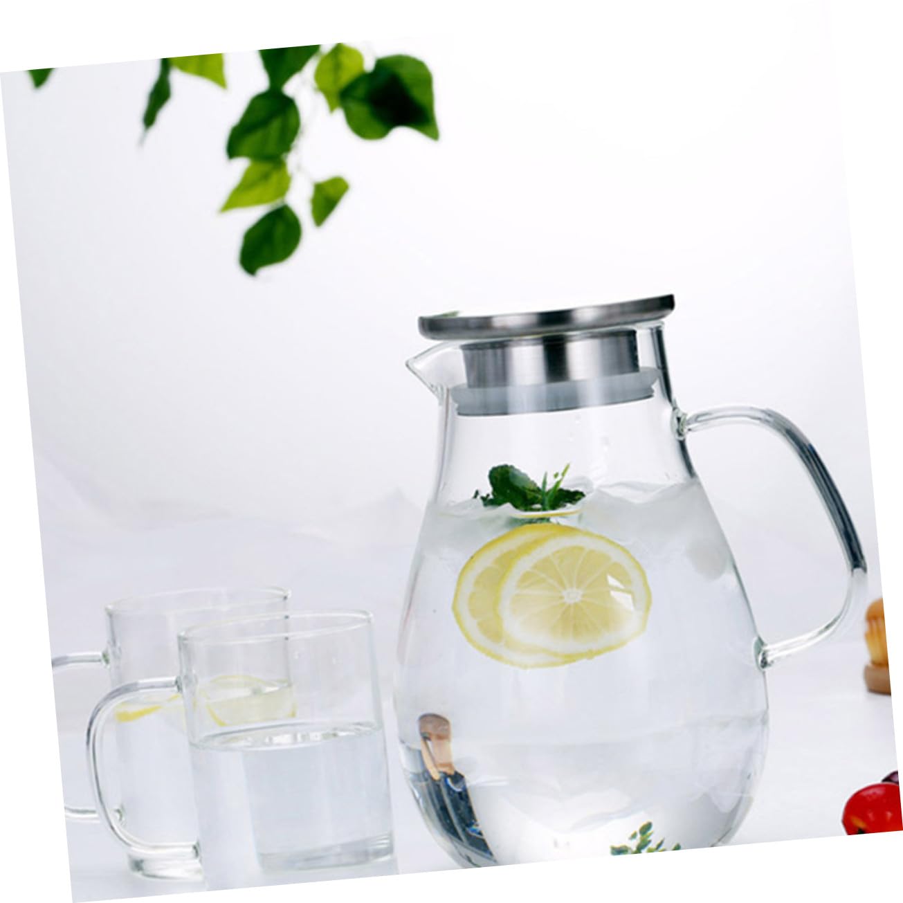 NOLITOY Jarra de Vidrio Grande con Tapa Antigoteo y Diseño Fácil de Usar para Bebidas Frías y Jugos Casa