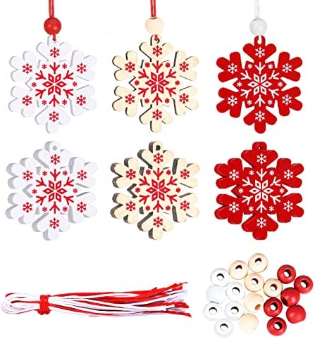 18pcs Fiocchi di Neve in Legno, Ornamento di Fiocchi di Neve in Legno Decorazioni Fiocchi di Neve Legno Natale Ciondoli Appendere Artigianato DIY per Decorazioni Natalizie per la Casa