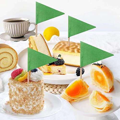 100 Pcs Solid Green Toothpick Flags Small Mini Plain Green Color Triangle Stick Cupcake Toppers Flags Diy Decoration #TOP6