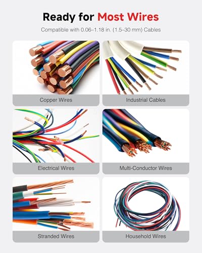 Image of CREWORKS 250W Electric Wire Stripper Machine, 0.06 inch-1.18 inch, Adjustable Speed | Strips 0.06-1.18 in cables, 1.5 to 30 mm scrap copper wire recycling; 60Si2Mn spring steel and 6061 aluminum build