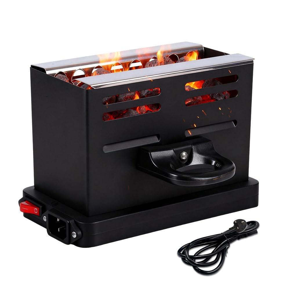Wxeadu Electric Coal Burner, 800W Charcoal Burner with Cable and Handle for Coconut Coal, Electric Charcoal Lighter with Tongs, CharcoalLighter for Outdoor Stove Grill