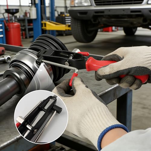 Professional CV Boot Clamp Pliers Kit with 20PCS 304 Stainless Steel Clamps - Heavy Duty Axle Removal Tool, Hose Banding Pliers & Dust Cover Clip Remover for Car Repair (Red)​ - Image 6