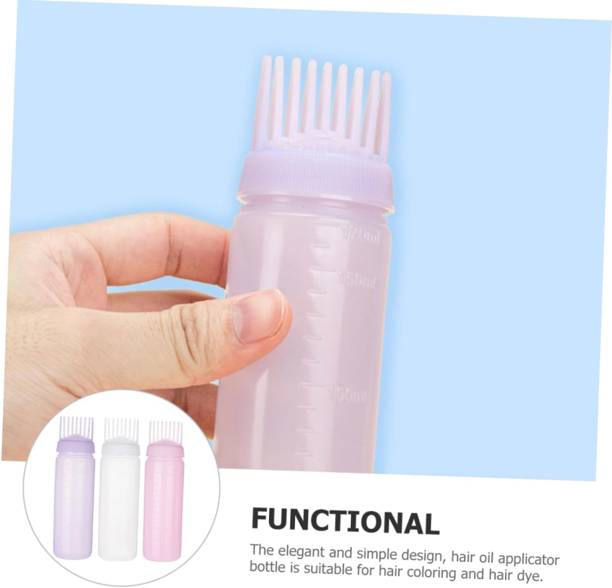 3 Pack 170ml Hair Color Applicator Bottle with Scale, Reusable