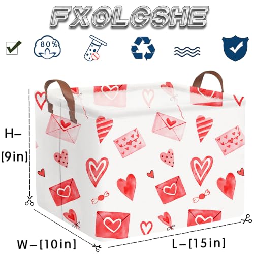 Image of Valentines basket,Pink Heart Basket,Collapsible waterproof nursery laundry basket,Pink girls gift baskets,Valentine's Day room decor(Envelope heart)