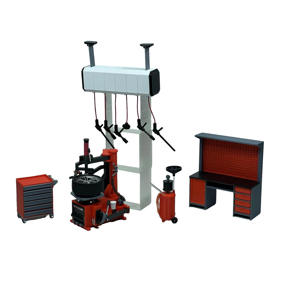 1/18 DIY Car Repair Shop, Mini Custom Shop Scene with Workbench and Tire Changer Model Set, Exquisite Ornaments