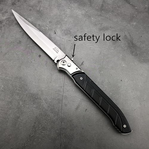 Generic H50 12"" Large Push Button Lock Pocket Knife With Slide Safety Lock,Assisted Opening Folding Knives,Stainless Steel Blade And Aluminum Alloy Handle,Edc Knife thumb #2