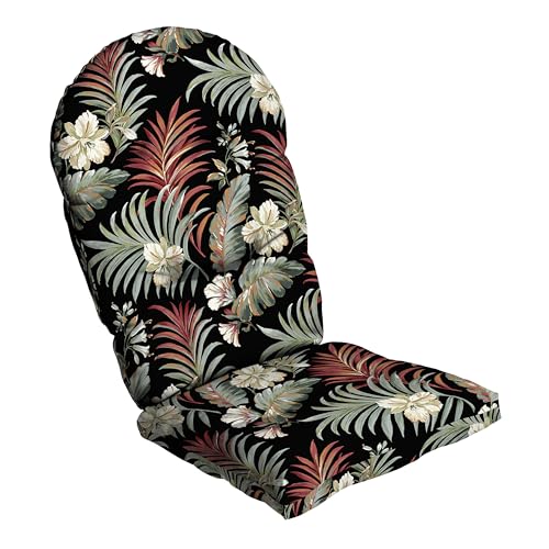 Arden Outdoor Tufted Adirondack Chair Cushion, 21.5x48, Black Tropical