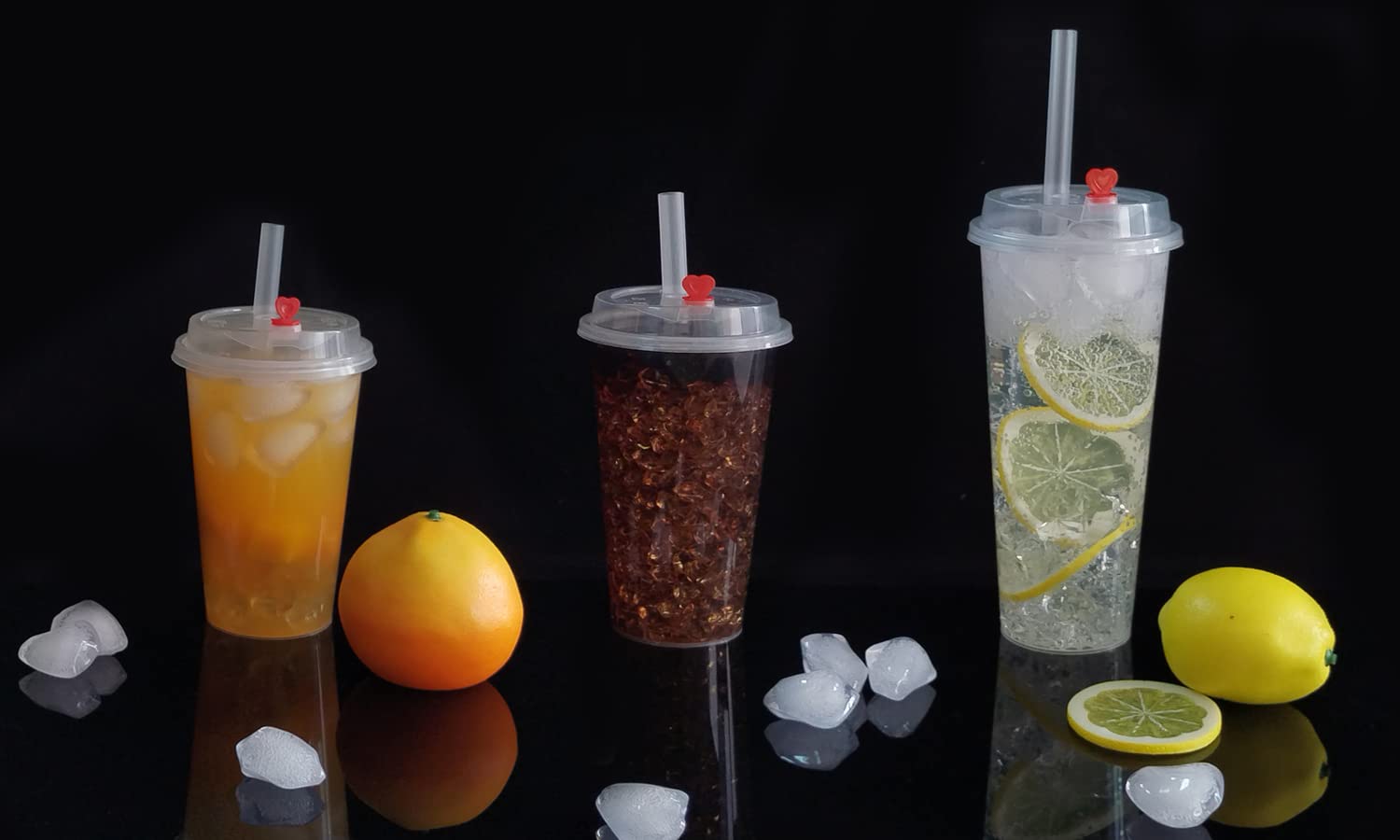 Buy [100 Sets 16 oz.] Tankon Disposable Clear Plastic Cups With Lids