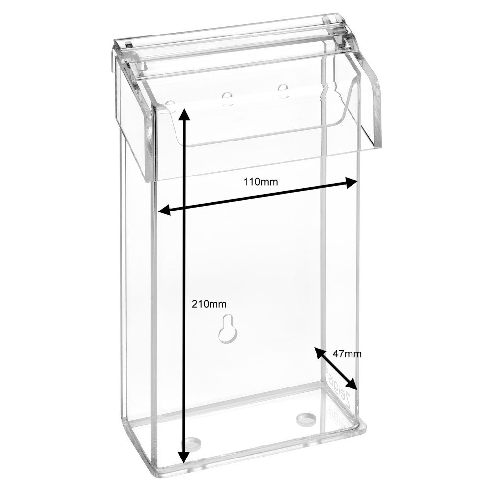 Zeigis Porta volantini DIN lungo, formato verticale, resistente alle intemperie, per esterni, con coperchio, in vetro acrilico trasparente
