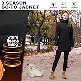 33,000ft Softshelljacke Damen Lange Übergangsjacke Wasserdicht Winddicht Softshellmantel Windbreaker Atmungsaktiv Wanderjacke Outdoor Mantel mit Abnehmbarer Kapuze Schwarz S