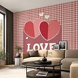 Papel pintado Corazón Letra Cuadros, mural de tejido no tejido para salón dormitorio u oficina, escena Romántico, 300 x 210 cm acabado mate paneles ajustados impresión nítida pared interior hogar