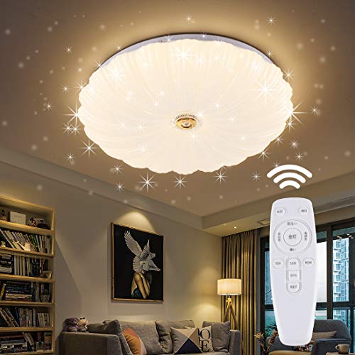 LED シーリングライト 星空効果 無段階調光調色タイプ 4-6畳 常夜灯 天井 インテリア リビング 和風 玄関 門灯 廊下 和室 照明 おしゃれ 台所 洗面所 トイレ 引掛式 天井照明 照明器具 電球色 昼光色 3000K-6000K (直径27CM