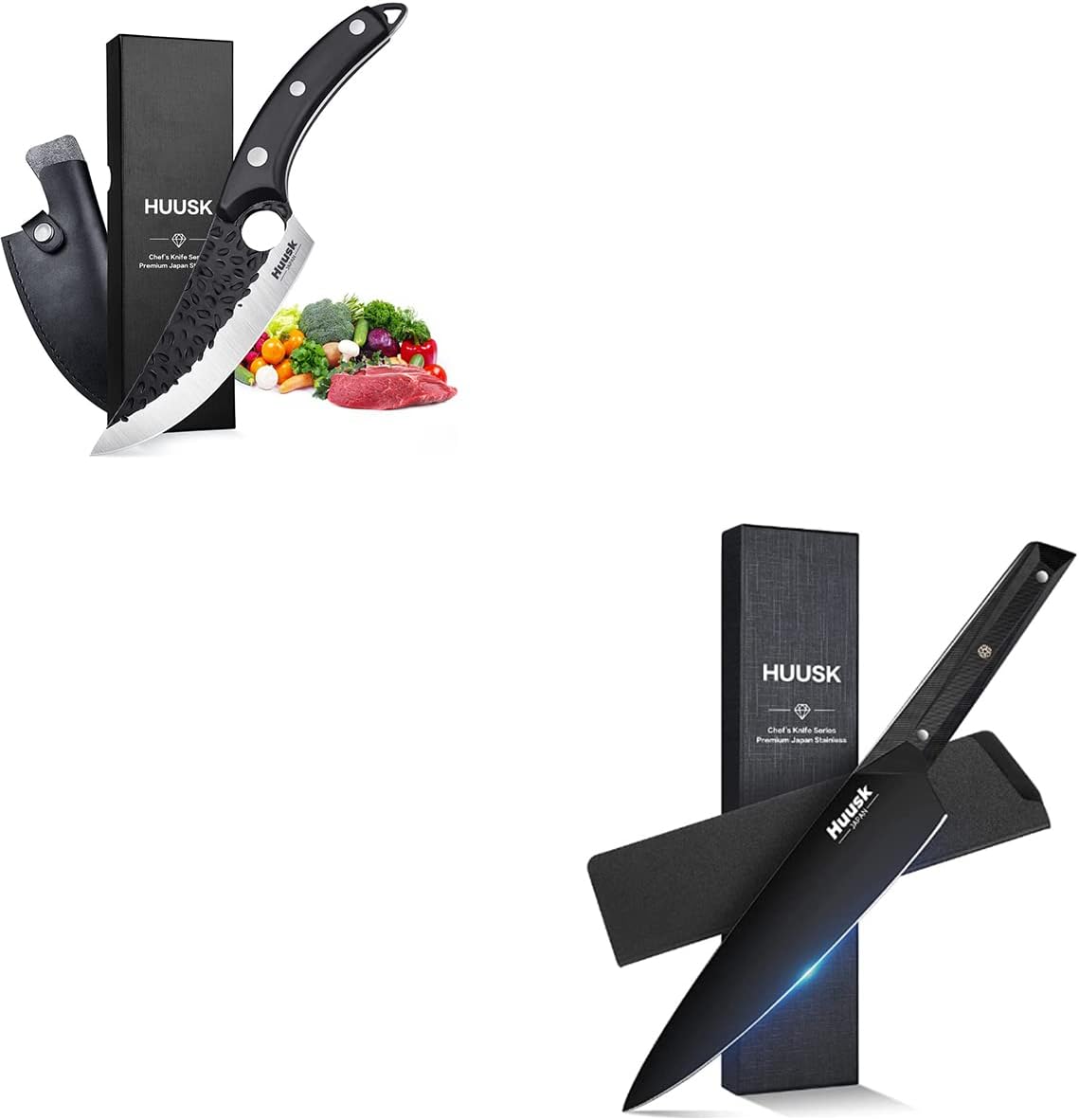 Huusk Knife Japan Kitchen Viking Knife Bundle with Cool