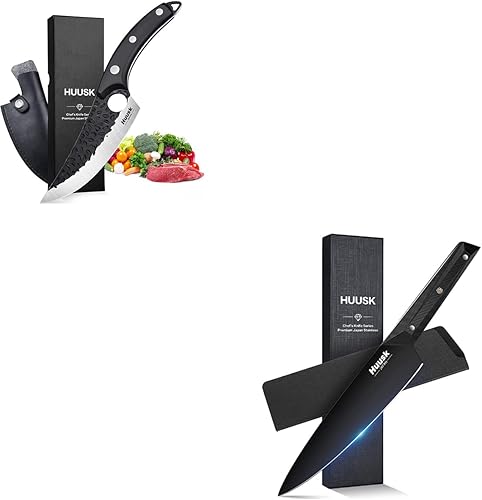 Miniatura 1 de Huusk Cuchillo Japón Cocina Viking Cuchillo Bundle con Cool Gyuto Cuchillo de cocina de espiga completa