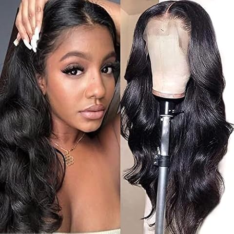 Glueless Lace Front Wigs Human Hair Pre Plucked Body Wave Lace Frontal Wigs For Black Women Brazilian Virgin Hair Bleached Knots Wig Natural Color 180% Density 16 Inch Body Wave Human Hair Wigs Cover
