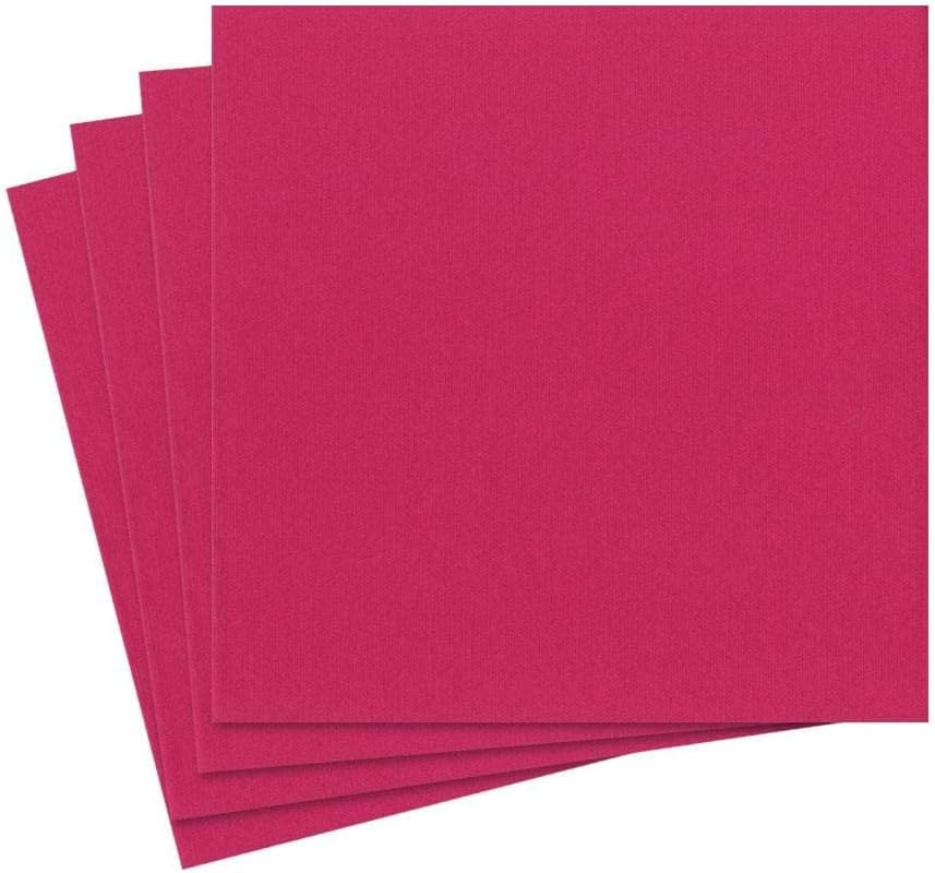 Caspari Paper Linen Solid Guest Towel Napkins in Fuchsia - Four Packs of 12