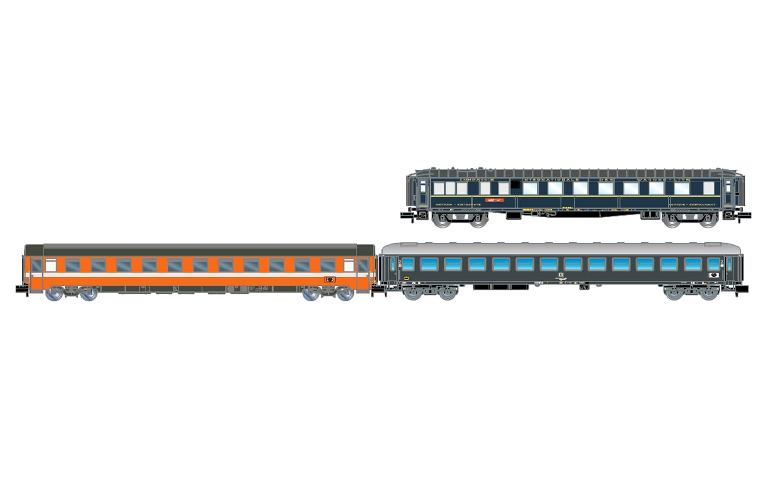 Arnold HN4467 FS, Set Of 3 Coaches “Alpen-Express Roman - Monaco Scale N 1/160