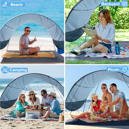 Sportneer Beach Tent Sun Shelter: UPF 50+ UV Protection Beach Canopy Tent Sun Shade for 2-3 Person, Easy Set Up Canopy with 8 Wind Ropes and 12 Ground Stakes, Size 96.5''x55.7'' - Image 6