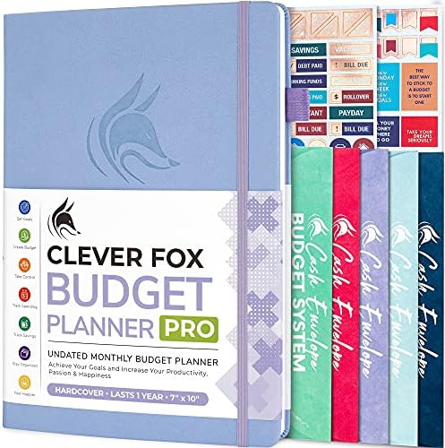 Clever Fox Budget Planner PRO - Financial Organizer + Cash Envelopes. Monthly Finance Journal, Expense Tracker & Personal Account Book, Undated, 18 x 25.5cm - Turquoise