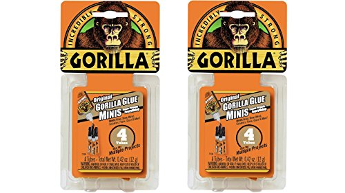 Gorilla Minis, Original Waterproof Polyurethane Glue, Four 3 gram Tubes, Brown, (Pack of 2) - image 1