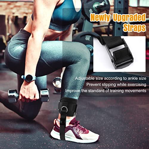 Anpress Ankle Straps For Cable Machines Pair, 2Pcs Adjustable Fitness Thigh Straps Padded Leg Ankle Straps For Working Out D-Ring Ankle Strap Leg Cuffs Accessories With Rope Fit Men Women #TOP4