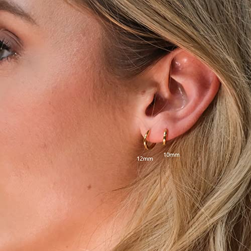 Mini Huggie Hoop Earrings | 14K Gold Plated Sterling Silver Small Essential Huggie Earrings3