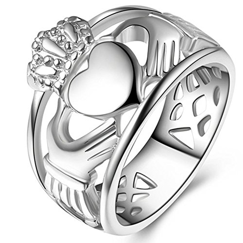 Stainless Steel Heart Shaped Claddagh Ring Statement Promise Anniversary