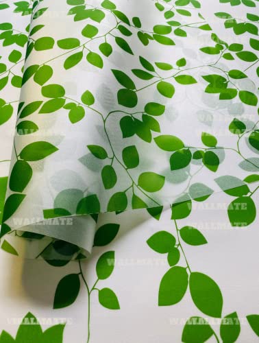 Image of WALLMATE Self Adhesive Window Film Frosted 3D Glass Door Window Frosted Film for Home /Office /Bathroom & Living Room Multicolor Frosted Film (16 x 175 Inch, Leaf Plant)