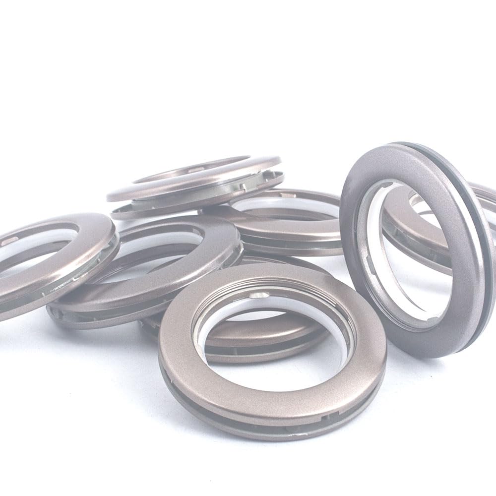 42 Pack Curtain Grommets Inner Diameter 1-9/16"(40mm) Plastic Curtain Eyelet Rings Hole Nanoscale Low Noise Large Installation Kit for Fabric (Coffee)