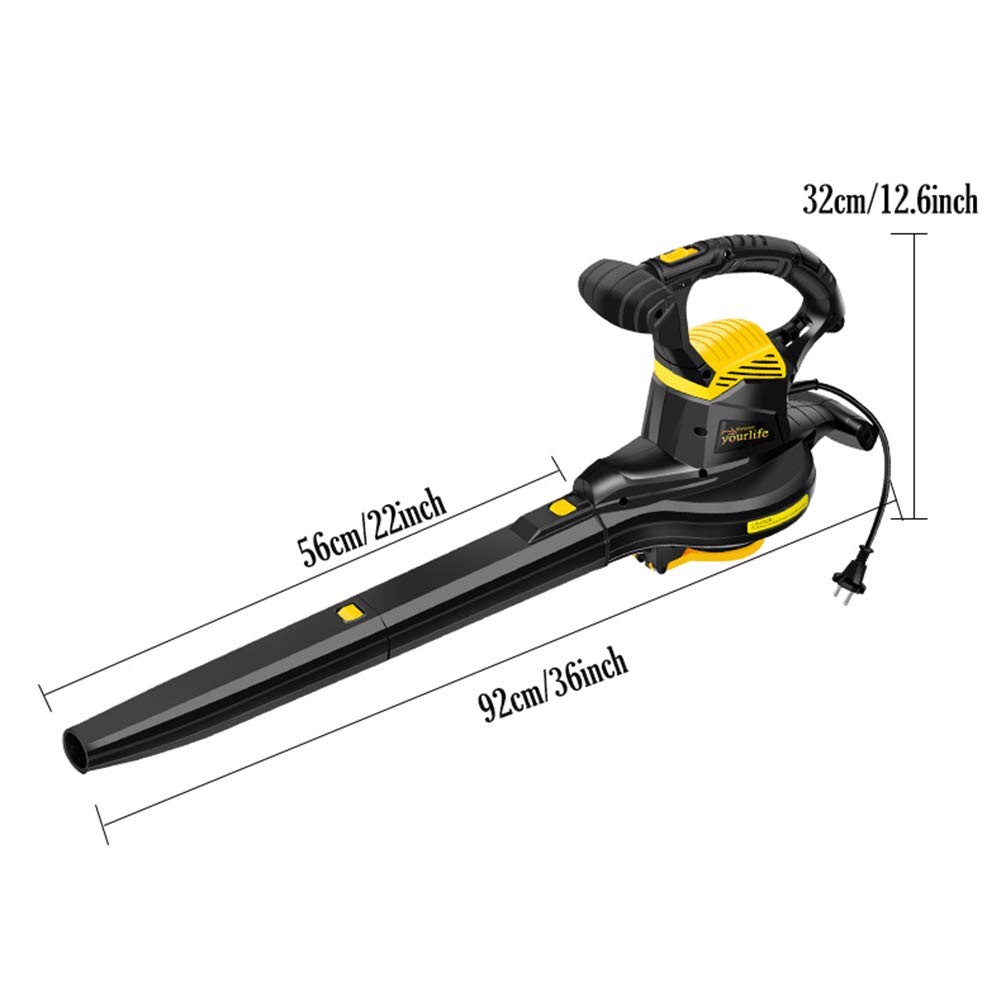 Soplador eléctrico Potente de Hojas/Aspirador/Trituradora con Ruedas, relación de trituración 16:1, 3800W/6-velocidad Ajustable, Bolsa de Recogida de 40L